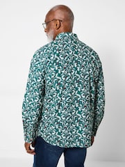 Joe Browns Green Bird Print Long Sleeve Shirt - Image 4 of 6