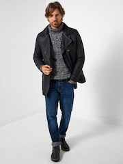 Joe Browns Black Nubuck Double Breasted Leather Coat - Image 5 of 8