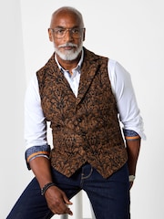 Joe Browns Brown Stylish Button-Up Paisley Waistcoat - Image 2 of 8