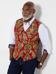 Joe Browns Red Stylish Buttoned Jacquard Waistcoat - Image 2 of 8