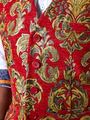 Joe Browns Red Stylish Buttoned Jacquard Waistcoat - Image 3 of 8
