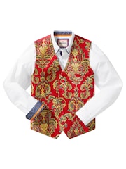 Joe Browns Red Stylish Buttoned Jacquard Waistcoat - Image 8 of 8