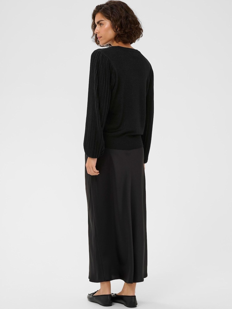 Kaffe KAregina Pleated Long Sleeve Black Jumper - Image 2 of 6 Kaffe KAregina Pleated Long Sleeve Black Jumper - Image 2 of 6