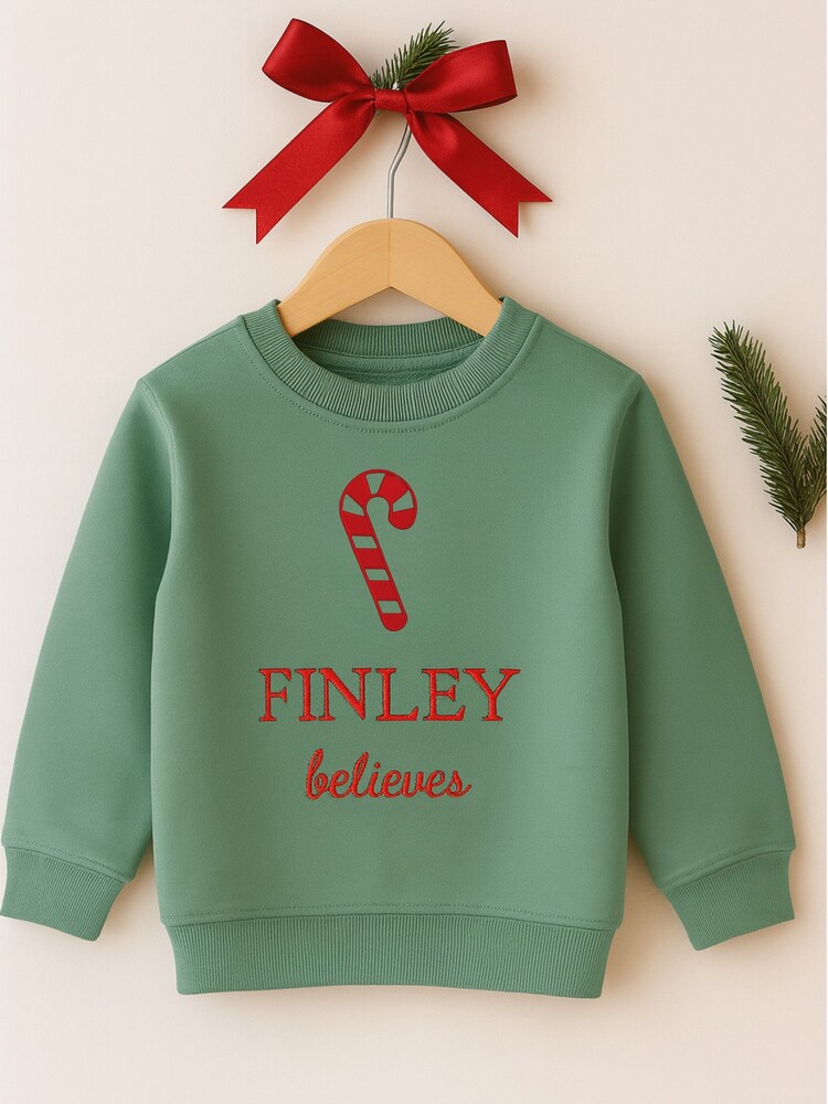 Ruff Cubs Kidswear Personalised Candy Cane Christmas Sweater - Image 1 of 1