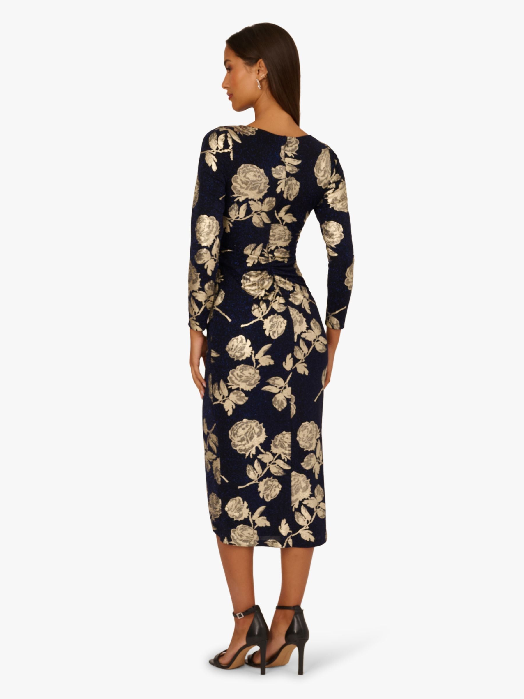 【美品】Adrianna Papell フラワー ロングワンピース US0 Buy Adrianna Papell Blue Floral Metallic Knit Gown from Next USA