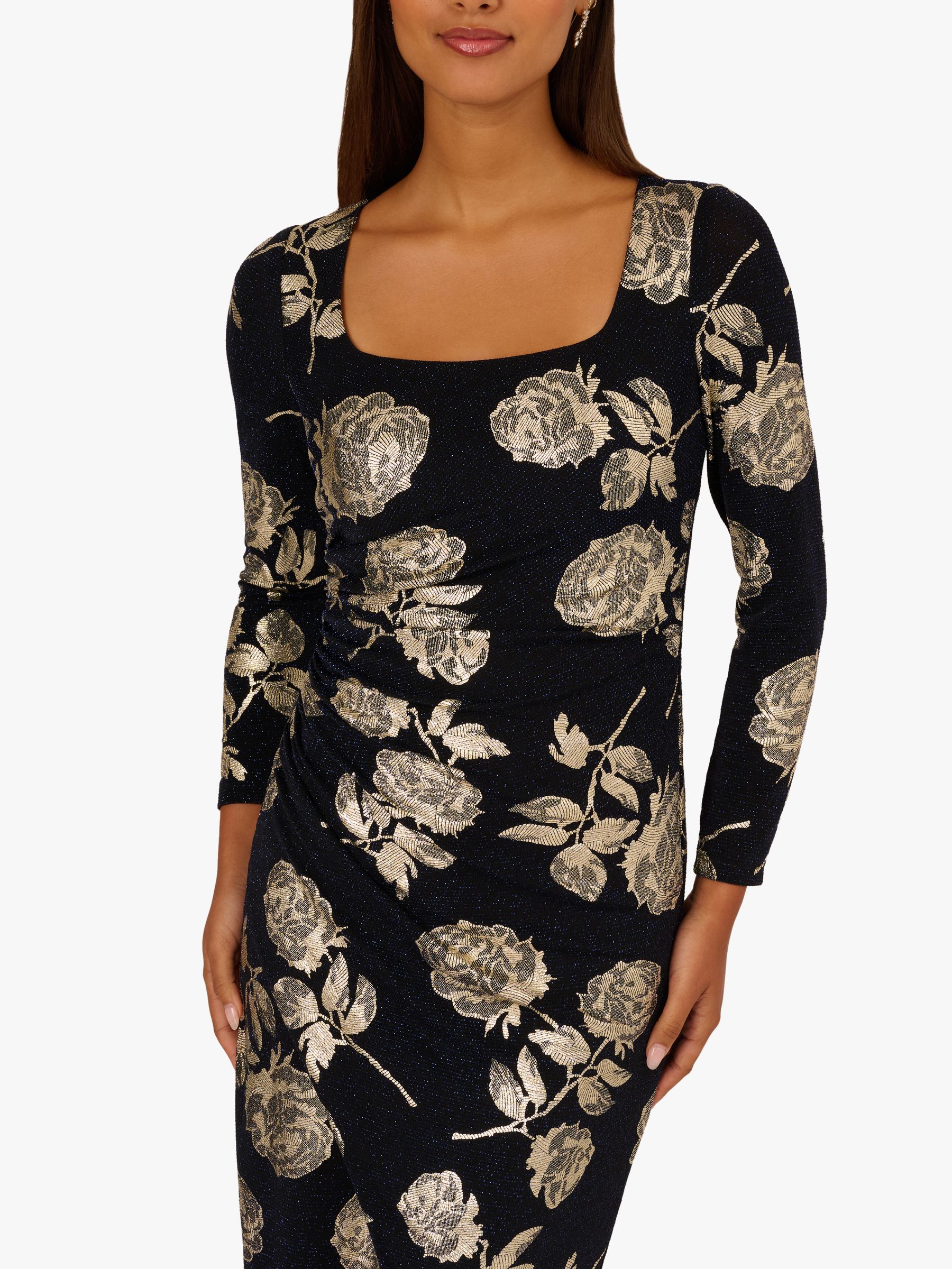 Buy Adrianna Papell Blue Floral Metallic Knit Gown from Next USA
