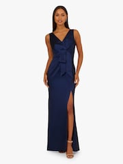 Adrianna Papell Blue Stretch Taffeta Bow Gown - Image 1 of 6
