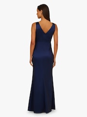 Adrianna Papell Blue Stretch Taffeta Bow Gown - Image 2 of 6