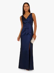 Adrianna Papell Blue Stretch Taffeta Bow Gown - Image 3 of 6