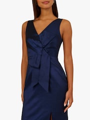 Adrianna Papell Blue Stretch Taffeta Bow Gown - Image 4 of 6