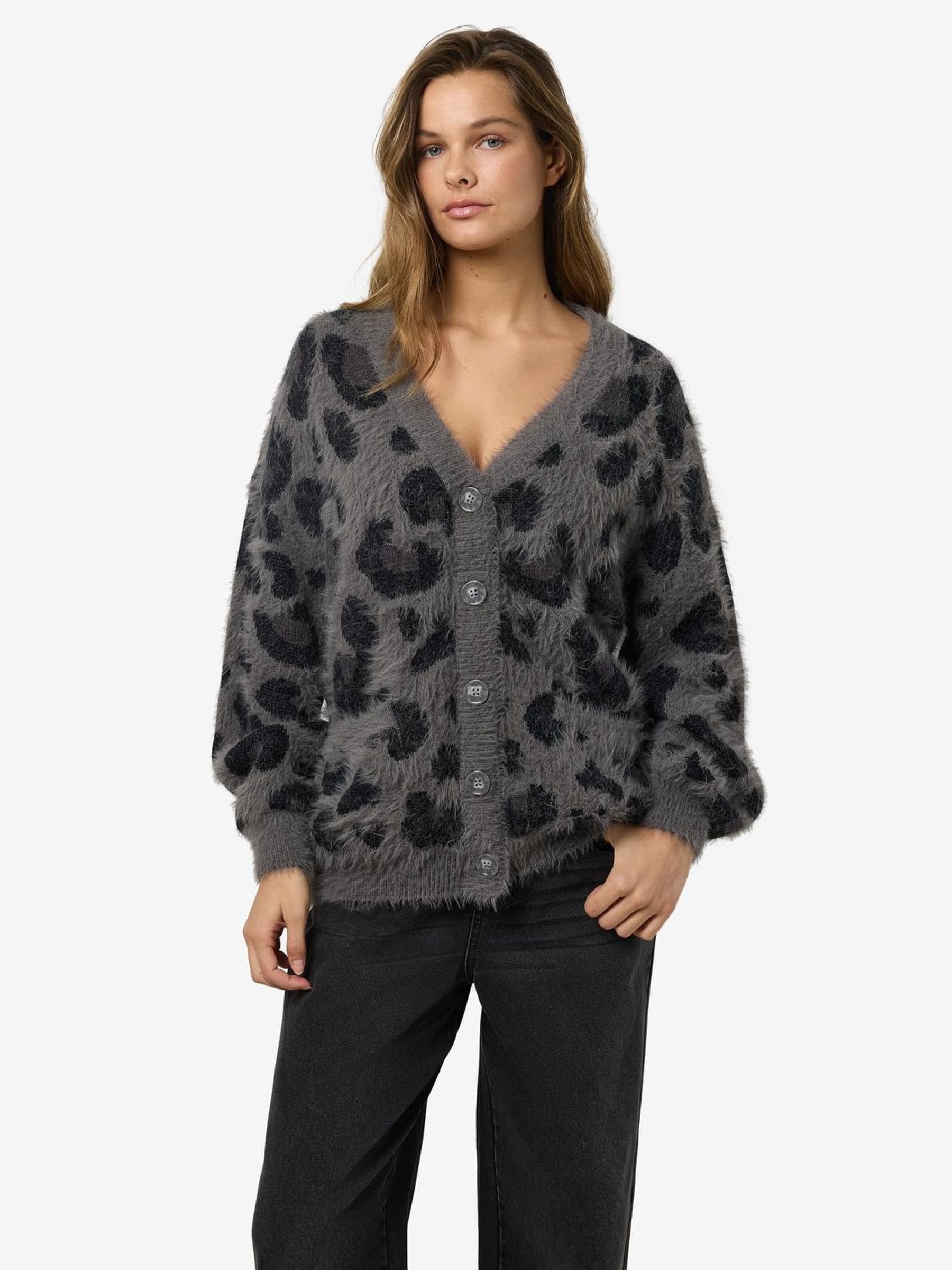 Buy NOISY MAY Grey Leopard Jacquard Knitted Cardigan from the Next
