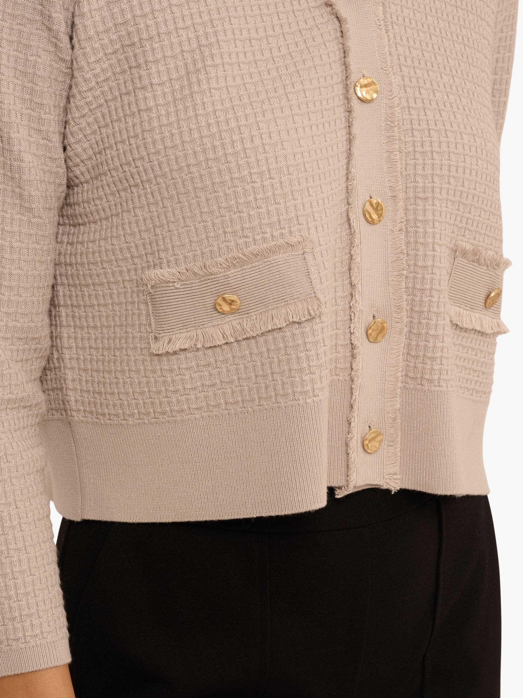 Buy Adrianna Papell Natural Knit Frayed Waffle Crop Cardigan