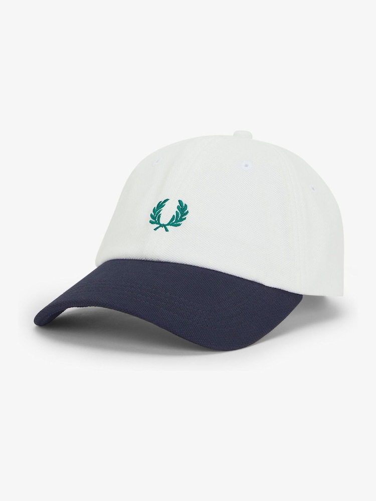 Fred Perry White Blocked Pique Classic Cap - Image 1 of 3 Fred Perry White Blocked Pique Classic Cap - Image 1 of 3