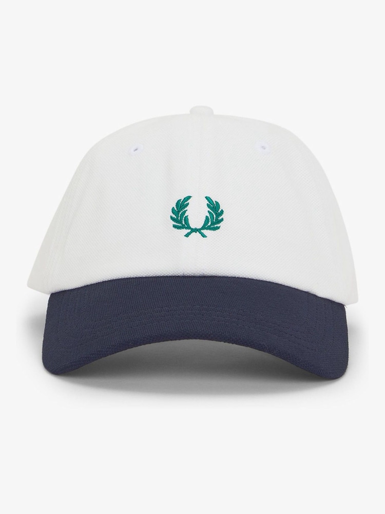 Fred Perry White Blocked Pique Classic Cap - Image 3 of 3 Fred Perry White Blocked Pique Classic Cap - Image 3 of 3