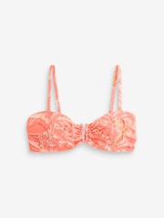 B by Ted Baker Coral Pink Palm Beaded Bandeau Bikini Top With Removable Straps - Bild 1 von 5