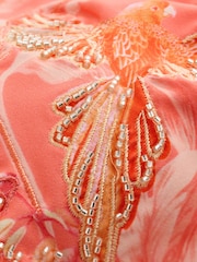 B by Ted Baker Coral Pink Palm Beaded Bandeau Bikini Top With Removable Straps - Bild 2 von 5