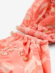 B by Ted Baker Coral Pink Palm Beaded Bandeau Bikini Top With Removable Straps - Imagen 8 de 8