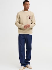 Blend Cream Fleece Logo Crew Neck Jumper - Image 3 of 5