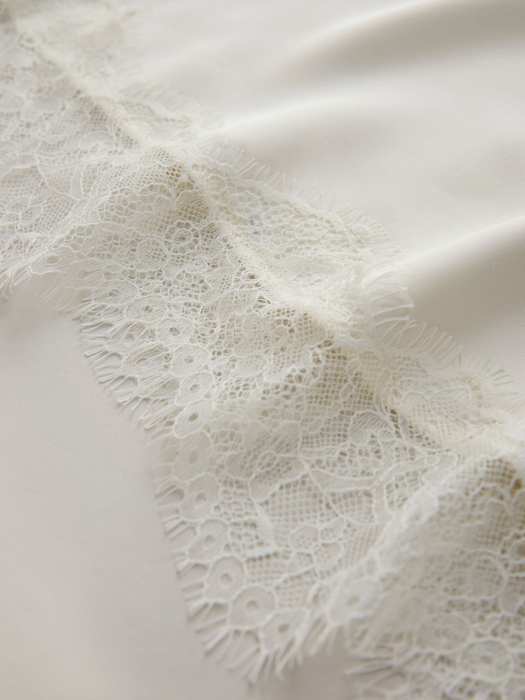 Buy Ecru Satin Lace Trim Short Sleeve T-Shirt from Next USA