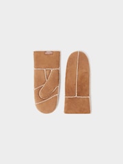 Natural - Osprey London The Edwina Sheepskin Suede Mitten Gloves - Imagen 1 de 4