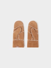 Natural - Osprey London The Edwina Sheepskin Suede Mitten Gloves - Imagen 2 de 4