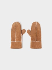 Natural - Osprey London The Edwina Sheepskin Suede Mitten Gloves - Imagen 3 de 4