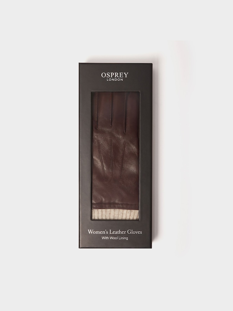 Osprey London The Ada Leather Brown Gloves - Image 2 of 5 Osprey London The Ada Leather Brown Gloves - Image 2 of 5