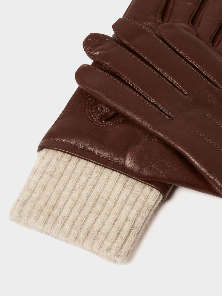 Osprey London The Ada Leather Brown Gloves - Image 5 of 5 Osprey London The Ada Leather Brown Gloves - Image 5 of 5