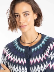 Weird Fish Blue Hatty Fairisle Pattern Cardigan - Image 4 of 6