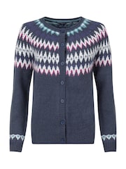 Weird Fish Blue Hatty Fairisle Pattern Cardigan - Image 6 of 6