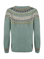 Weird Fish Green Haze Hatty Fairisle Pattern Cardigan - Image 9 of 9