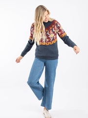 Weird Fish Blue Arelia Ikat Knitted Jumper - Image 3 of 8
