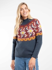 Weird Fish Blue Arelia Ikat Knitted Jumper - Image 4 of 8