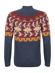 Weird Fish Blue Arelia Ikat Knitted Jumper - Image 8 of 8