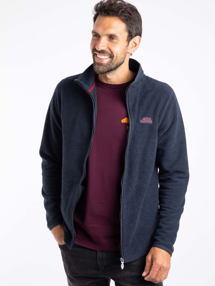Weird Fish Blue Marl Merrill Full Zip Textured Fleece - Image 2 of 8 Weird Fish Blue Marl Merrill Full Zip Textured Fleece - Image 2 of 8