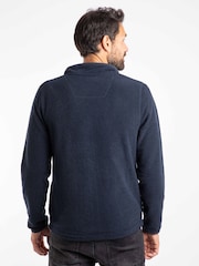 Weird Fish Blue Marl Merrill Full Zip Textured Fleece - Image 3 of 8