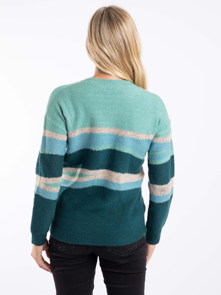 Weird Fish Blue Chiltern Intarsia Knitted Jumper - Image 2 of 7 Weird Fish Blue Chiltern Intarsia Knitted Jumper - Image 2 of 7
