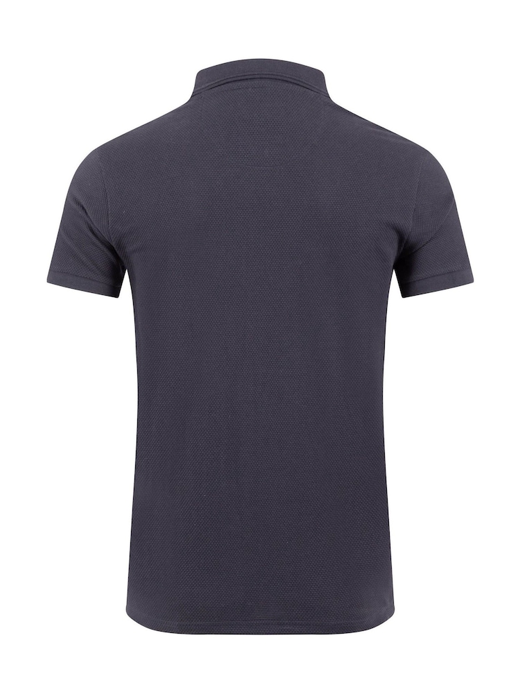 Weird Fish Blue Murray 1/4 Zip Textured Jersey Polo Shirt - Image 8 of 8 Weird Fish Blue Murray 1/4 Zip Textured Jersey Polo Shirt - Image 8 of 8
