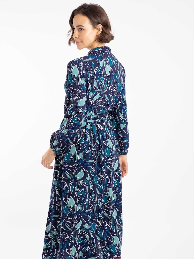 Azul - Weird Fish Steffan Printed Maxi Shirt Dress - Imagen 2 de 7