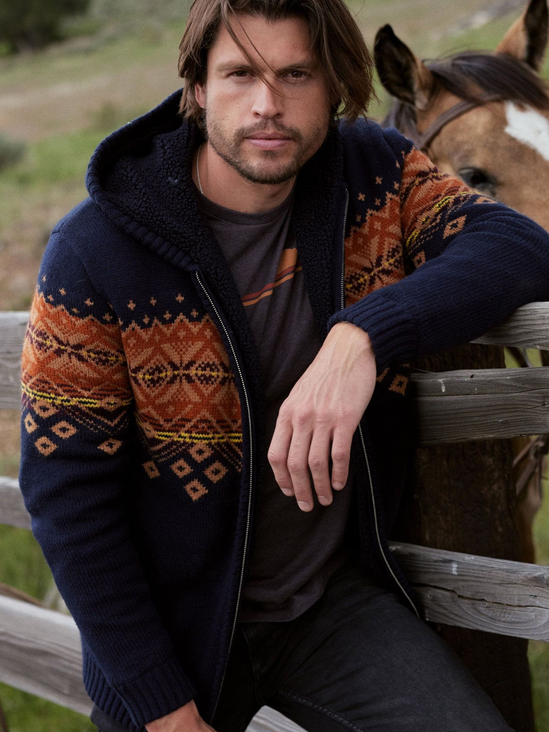 Buy Weird Fish Blue Bradwood Borg Lined Fair Isle Knit Full Zip
