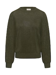 Kaffe Green KAregina Pleated Long Sleeve Jumper - Image 5 of 6