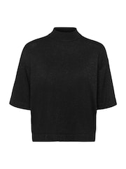 Kaffe Black KAregina High Neck Short Sleeve Jumper - Image 5 of 5