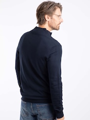 Weird Fish Blue Frederick 1/4 Zip Fine Knit Jumper - Image 3 of 8