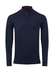 Weird Fish Blue Frederick 1/4 Zip Fine Knit Jumper - Image 7 of 8