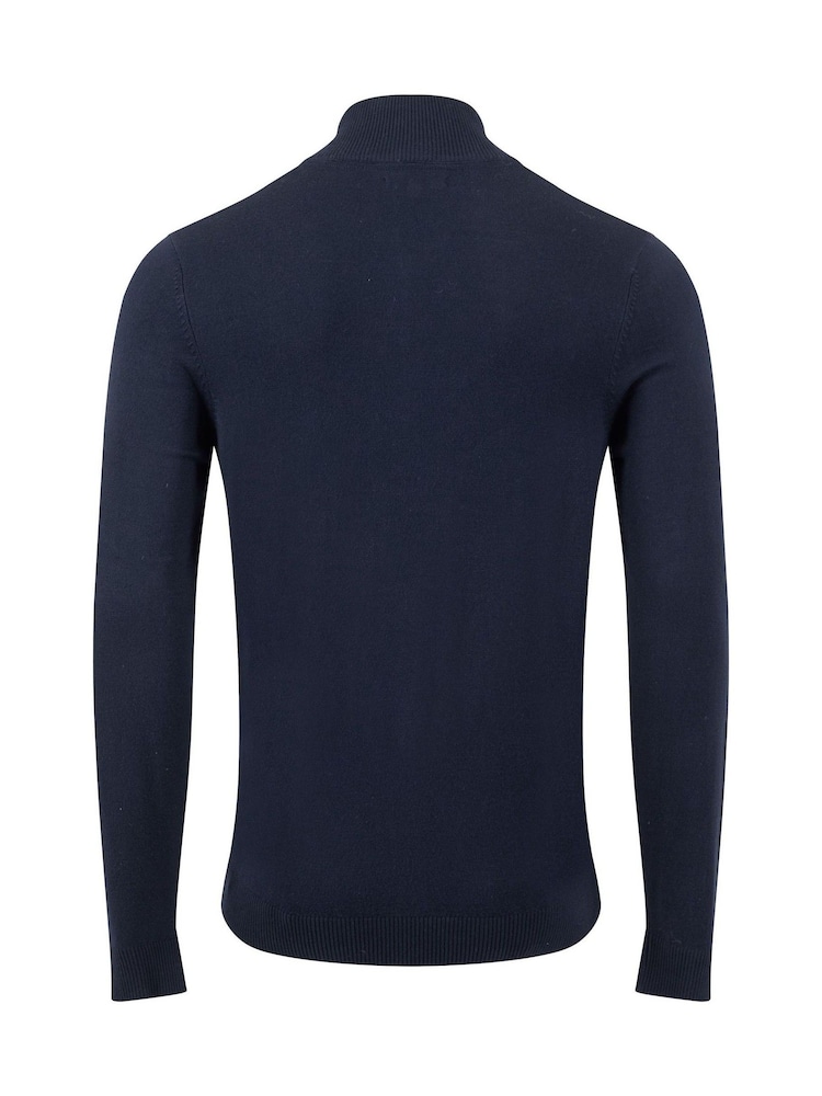 Weird Fish Blue Frederick 1/4 Zip Fine Knit Jumper - Image 8 of 8