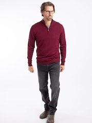Weird Fish Red Frederick 1/4 Zip Fine Knit Jumper - Image 3 of 7