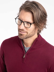 Weird Fish Red Frederick 1/4 Zip Fine Knit Jumper - Image 4 of 7