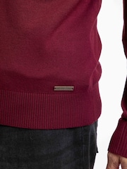 Weird Fish Red Frederick 1/4 Zip Fine Knit Jumper - Image 5 of 7