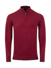 Weird Fish Red Frederick 1/4 Zip Fine Knit Jumper - Image 6 of 7