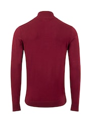 Weird Fish Red Frederick 1/4 Zip Fine Knit Jumper - Image 7 of 7